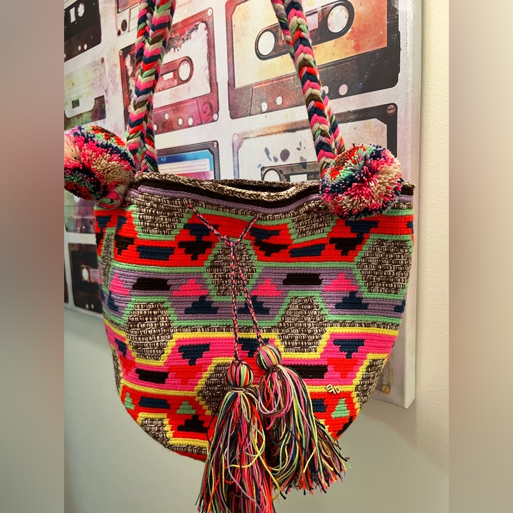Wayuu Neon Crochet Beach Bag